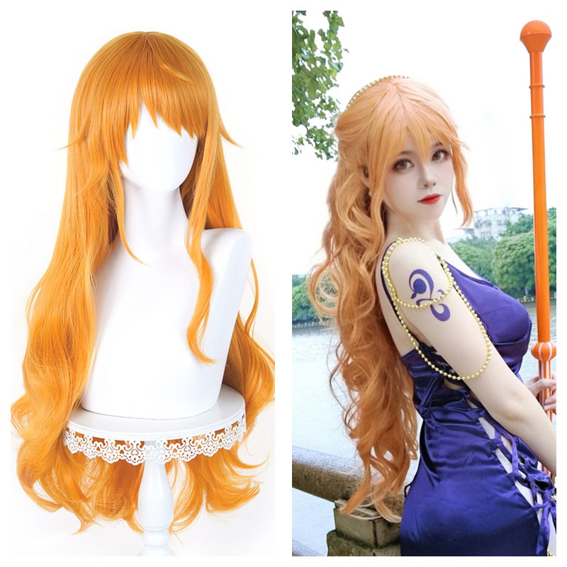 Anime Cosplay Name - Peruca Nami Cosplay Estilizada Longa Ondulada
