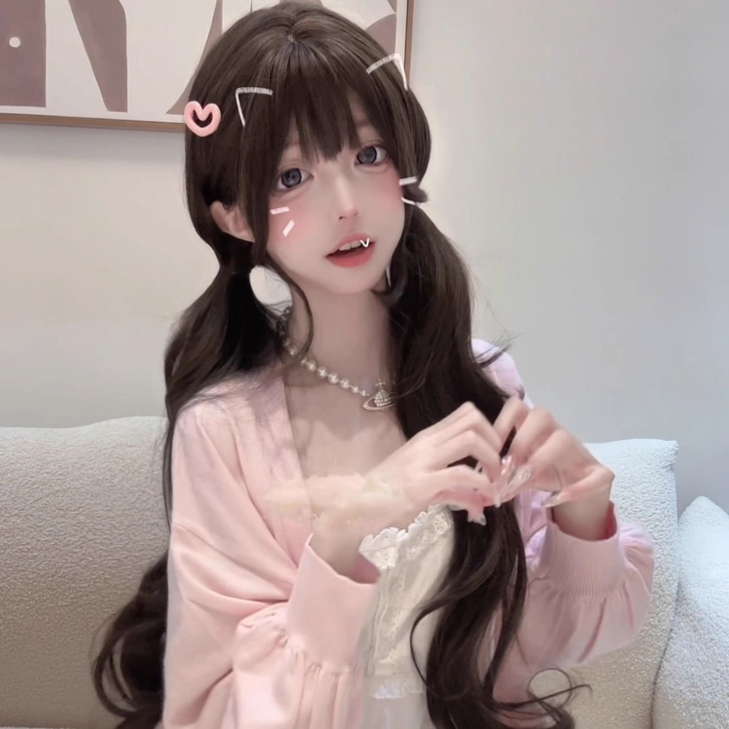 Anime Cosplay Girl Photo - Peruca Sintética Longa Ondulada de 75cm
