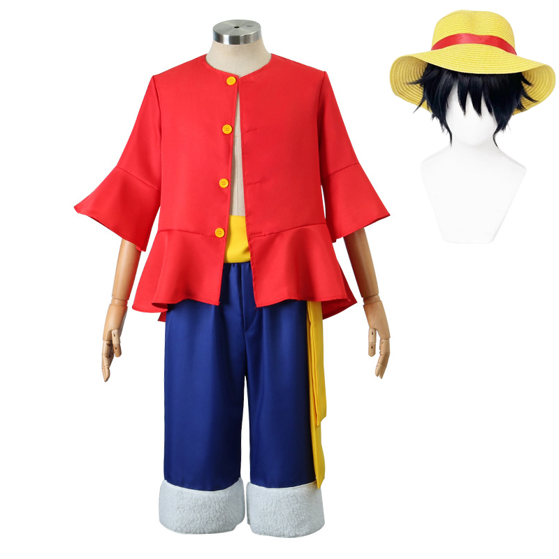 Anime Cosplay One Piece - Luffy cosplay traje chapéu peruca anime