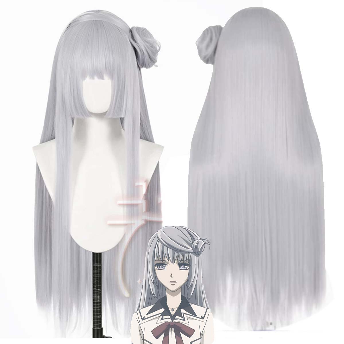 Peruca feminina de cabelo sint - Cosplay Anime White Hair avaliação e preço