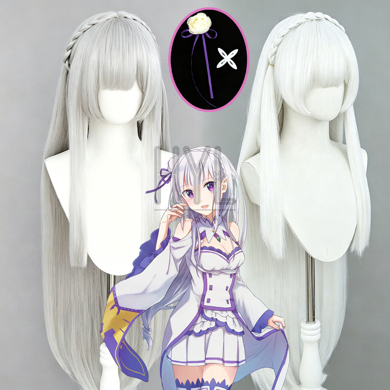 Peruca de cosplay anime re:zer - Cosplay Anime White Hair avaliação e preço