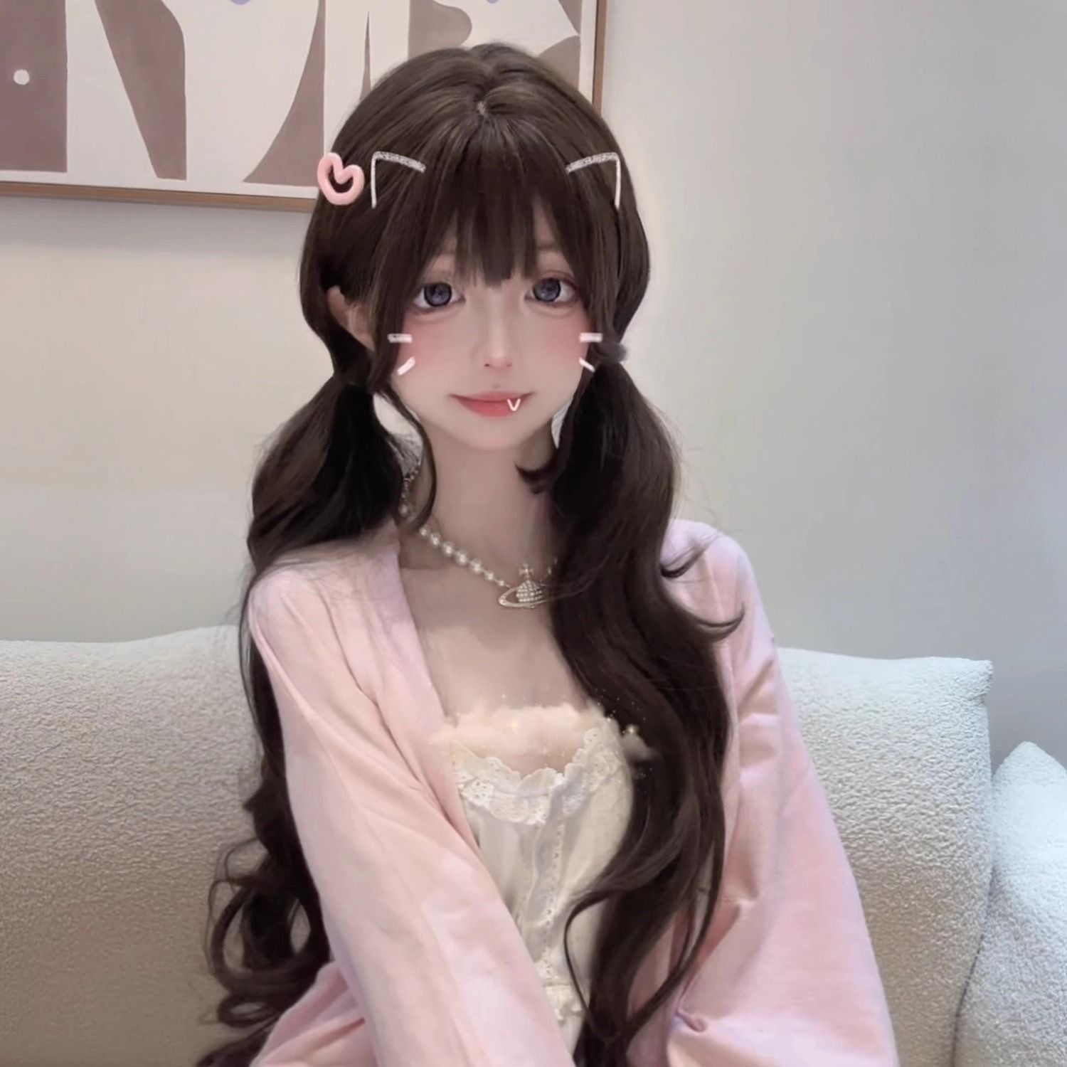 Peruca Sintética Longa Ondulad - Anime Cosplay Girl Photo avaliação e preço