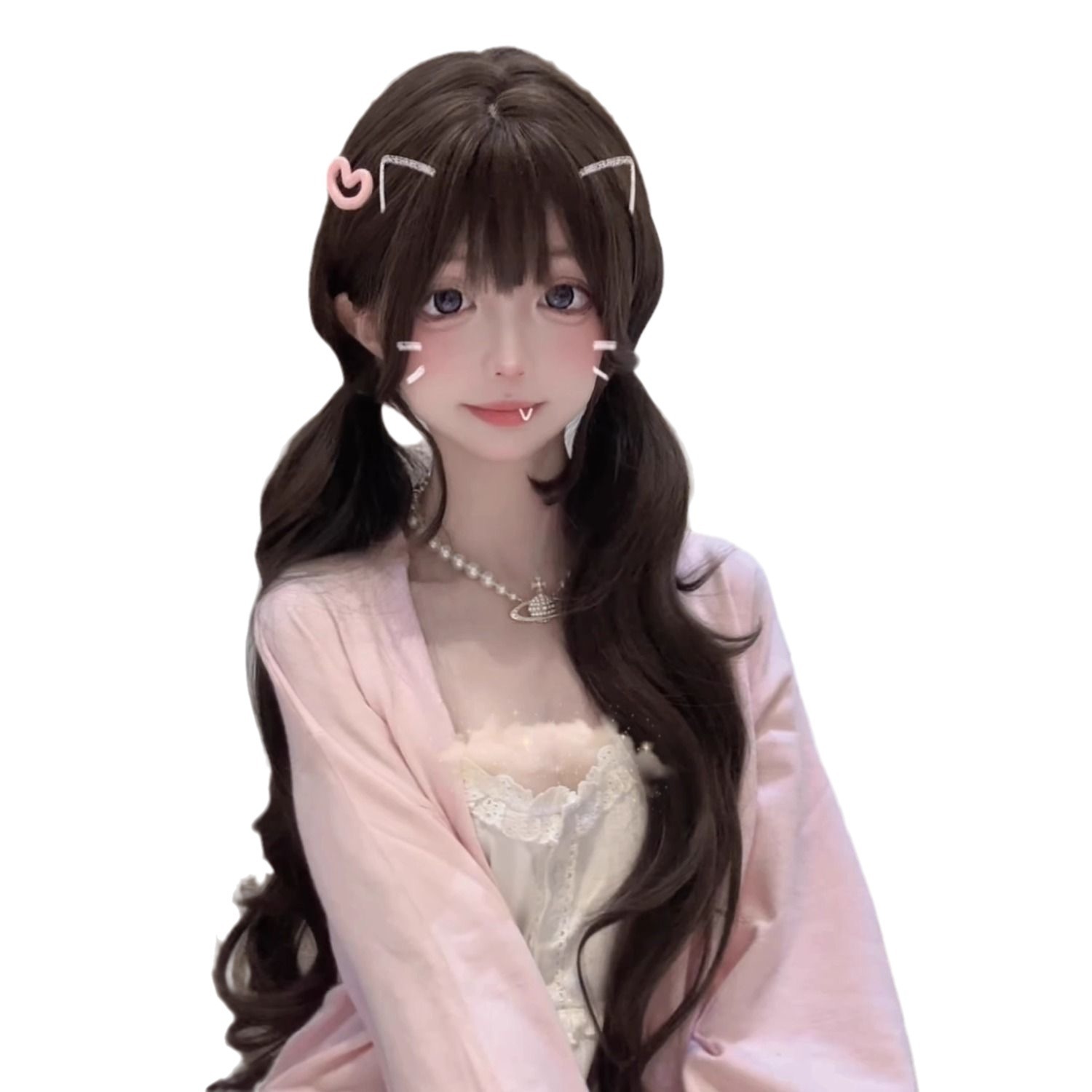 Peruca Sintética Longa Ondulad - Anime Cosplay Girl Photo avaliação e preço