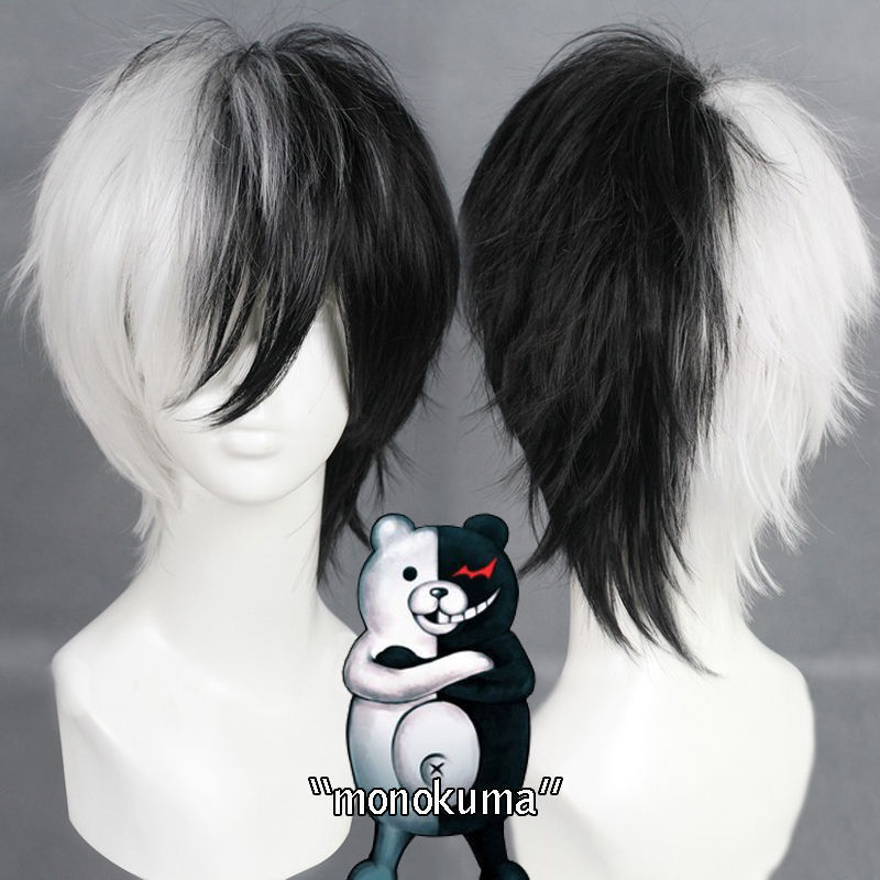 Anime jogo danganronpa preto e - Cosplay Anime White Hair avaliação e preço