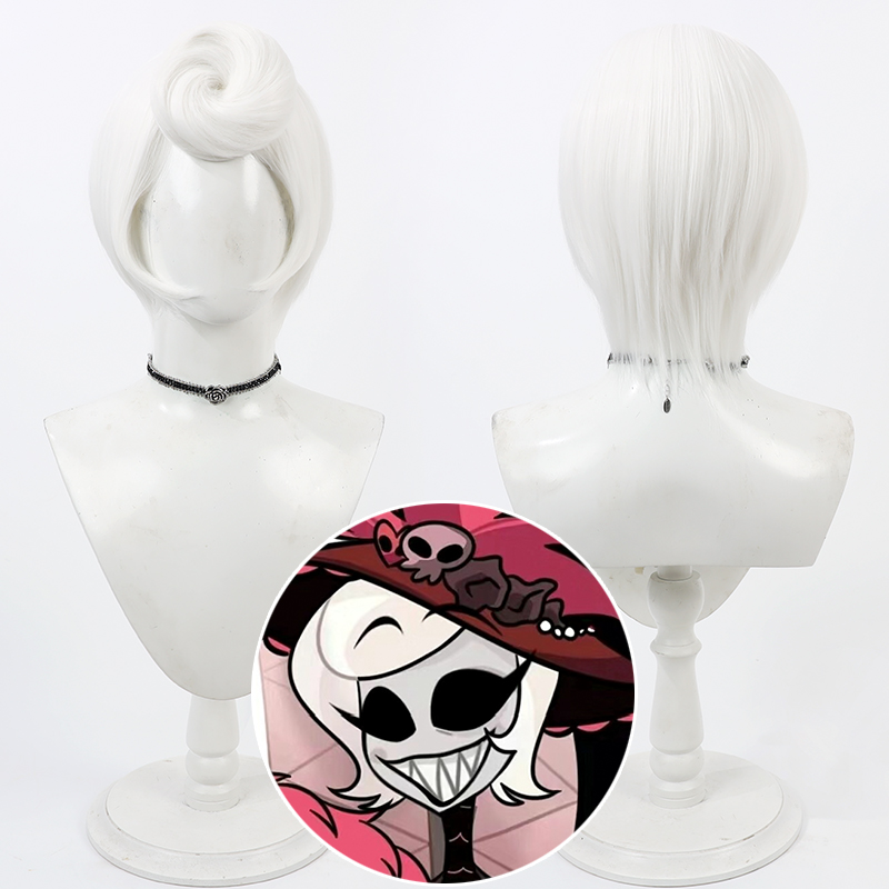 Jogo hazbin rosie cosplay anim - Cosplay Anime White Hair avaliação e preço